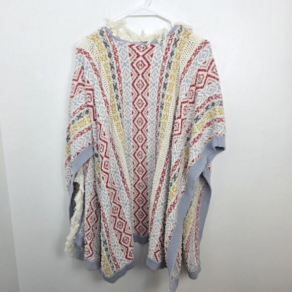 Cabi Love Carol Cream Multicolor Siesta Fringe Poncho Sweater Size Small - Picture 10 of 10